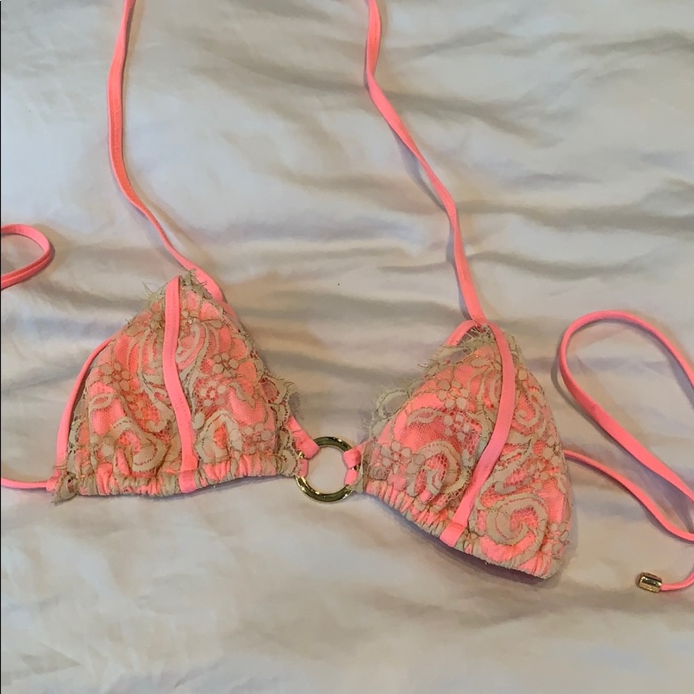 Beach Bunny Gunpowder Lace StrappyCoral Bikini Top